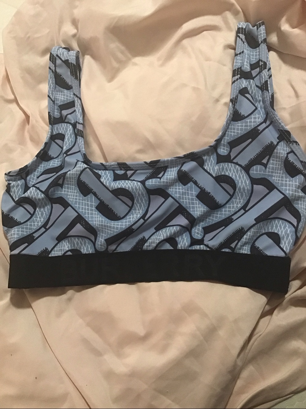 Authentic Burberry Light Blue & Black Monogram top